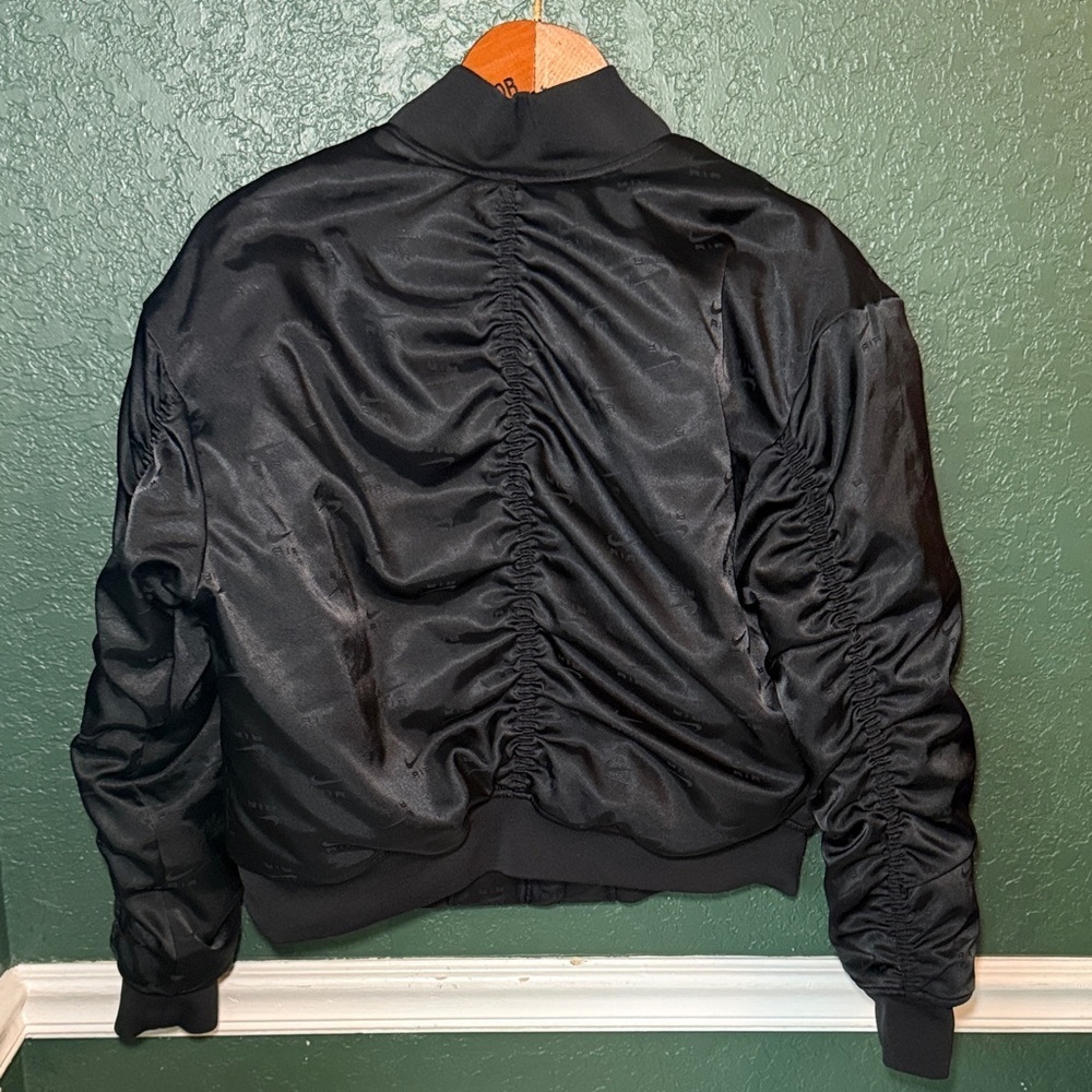 Nike Air Women's Bomber Jacket Satin Finish Medium Black - Picture 6 of 12